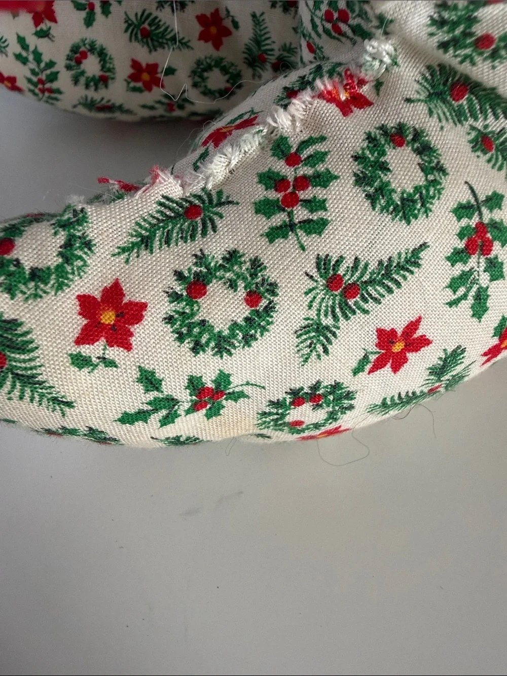 Handmade Holiday Fabric Tree Décor - Cream, Green & Red